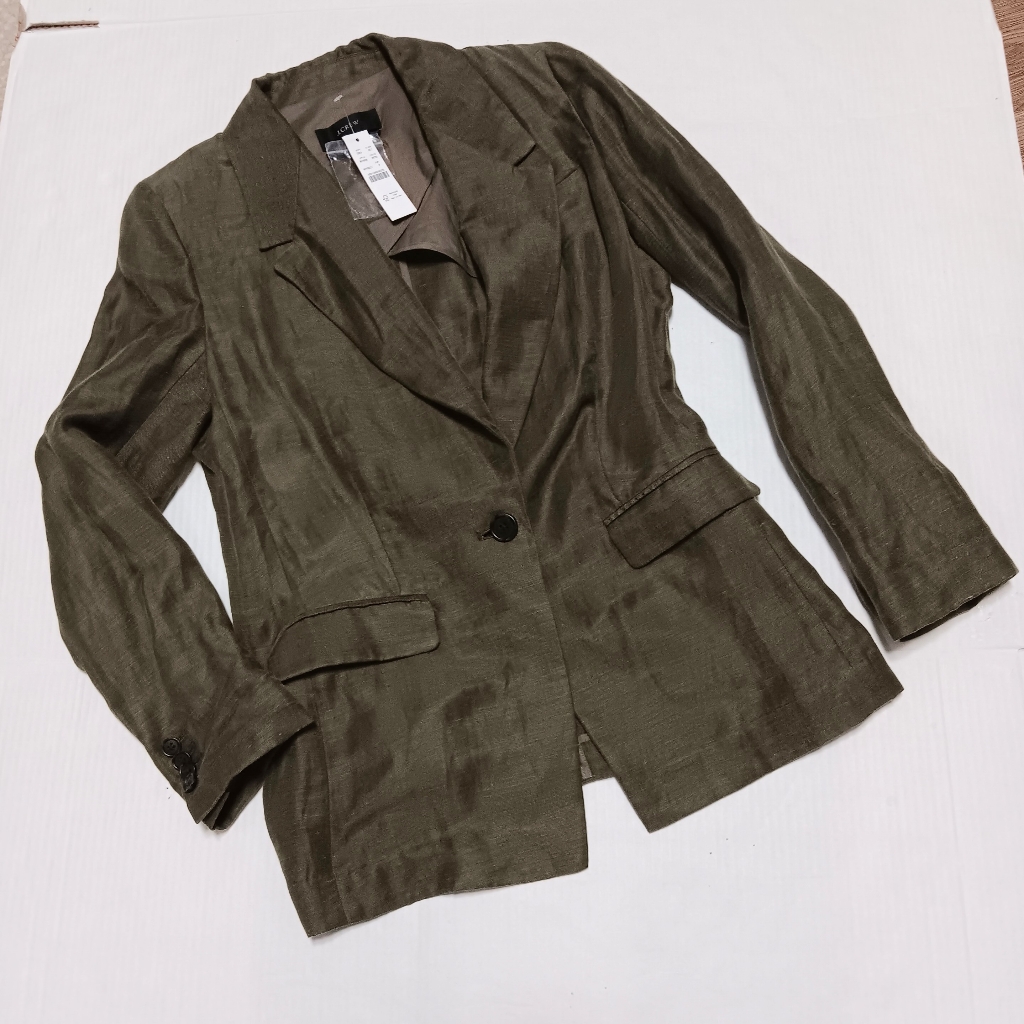 J. Crew Olive Green Linen Blend Nwt Blazer Jacket, 4